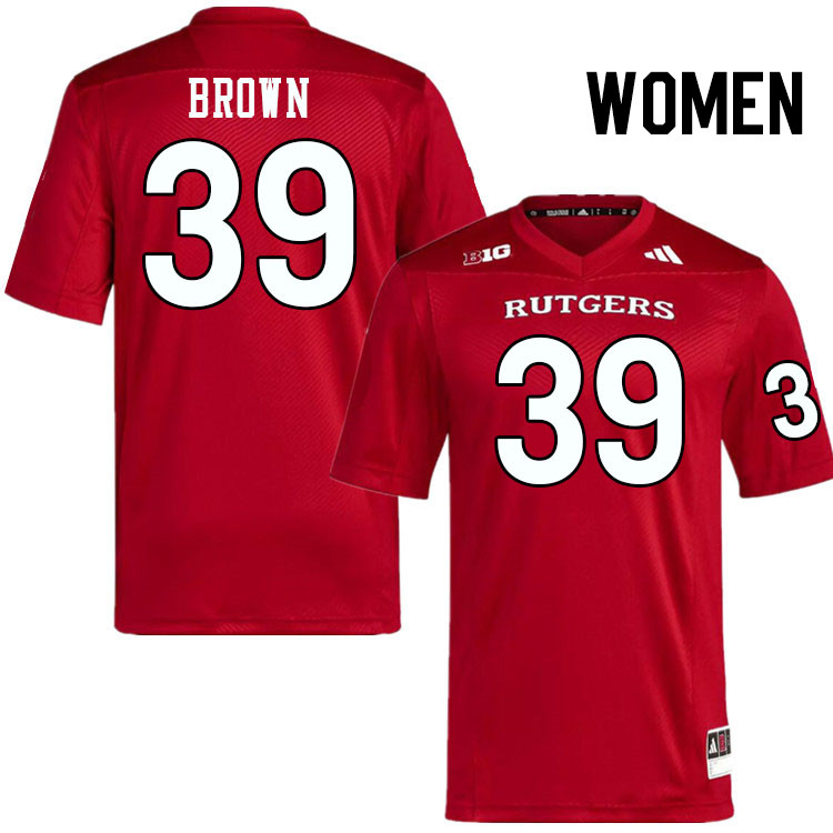 Women #39 Trent Brown Rutgers Scarlet Knights 2024 College Football Jerseys Stitched-Scarlet